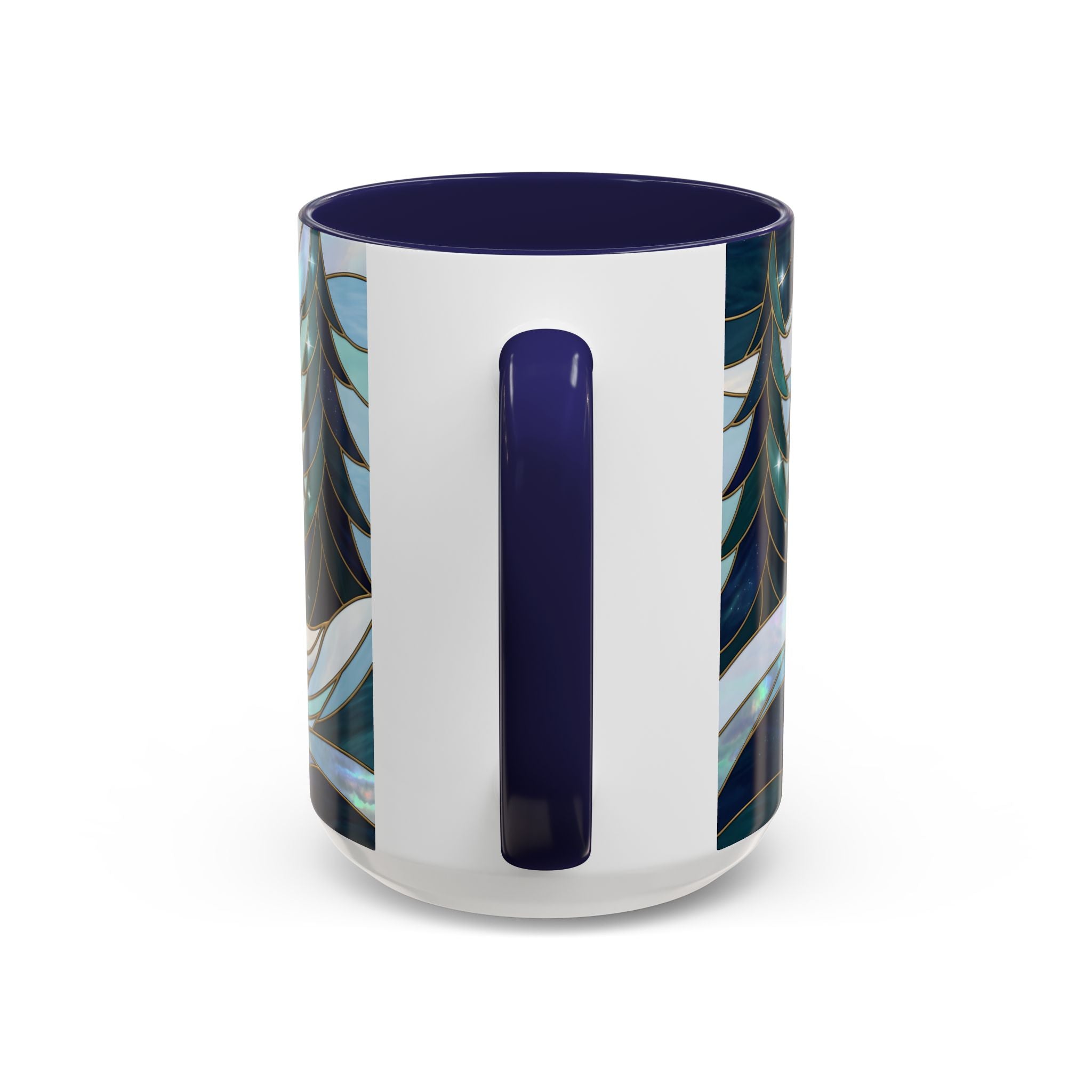 Pine Forest Wolf Stained Glass Style Mug