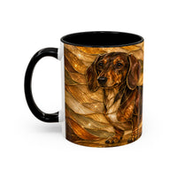 Golden Dachshund Stained Glass Style Mug