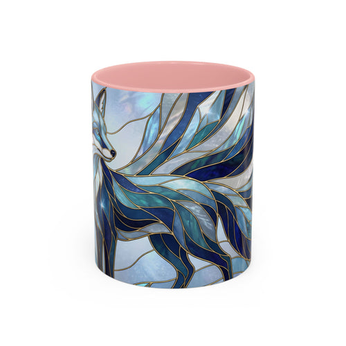 Icy Blue Fox Stained Glass Style Mug