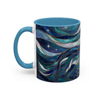 Celestial Blue Wolf Stained Glass Style Mug