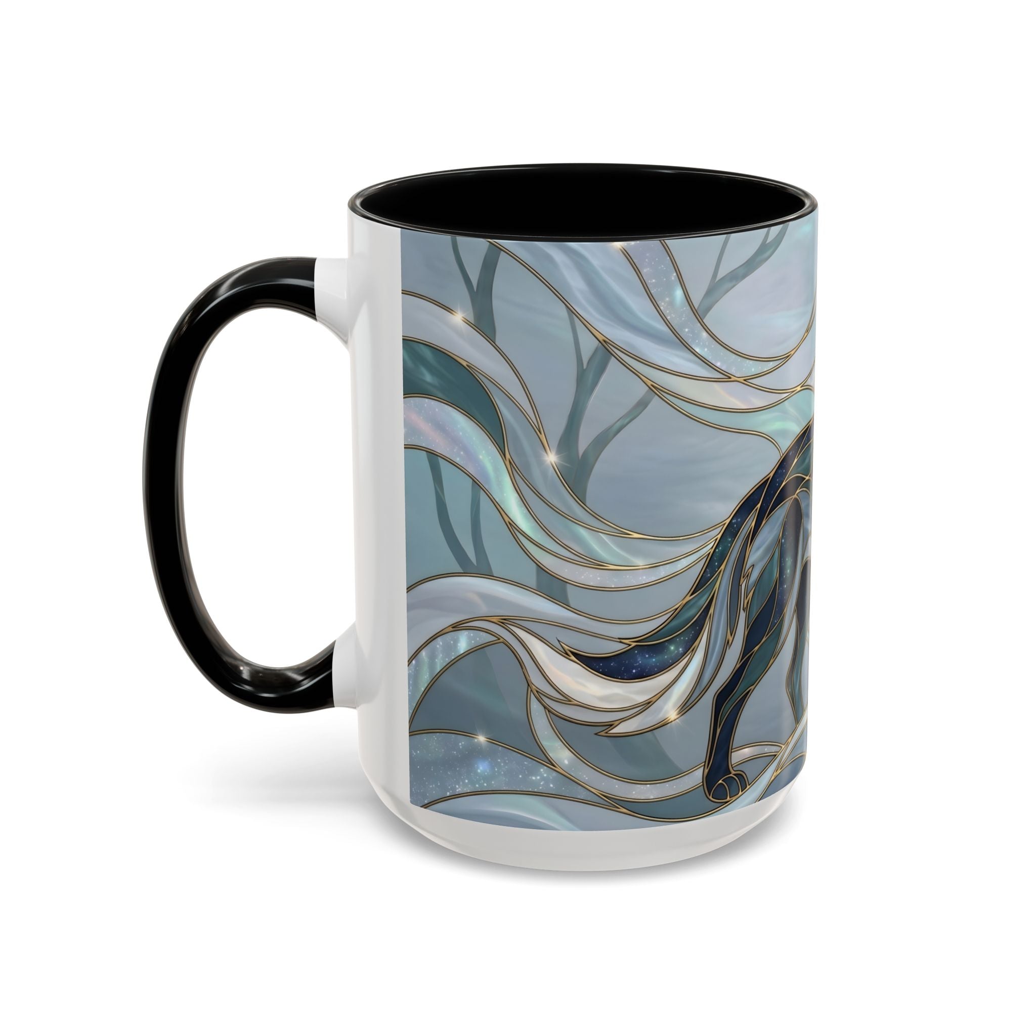 Mystical Blue Wolf Stained Glass Style Mug