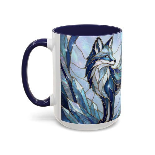 Icy Blue Fox Stained Glass Style Mug