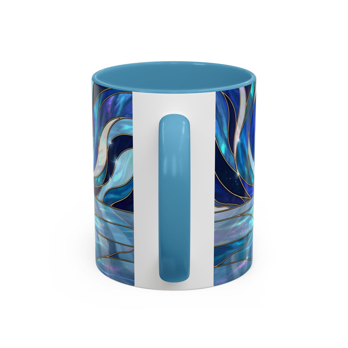 Cobalt Wolf Reflection Stained Glass Style Mug