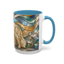 Blue Glow Great Pyrenees Stained Glass Style Mug