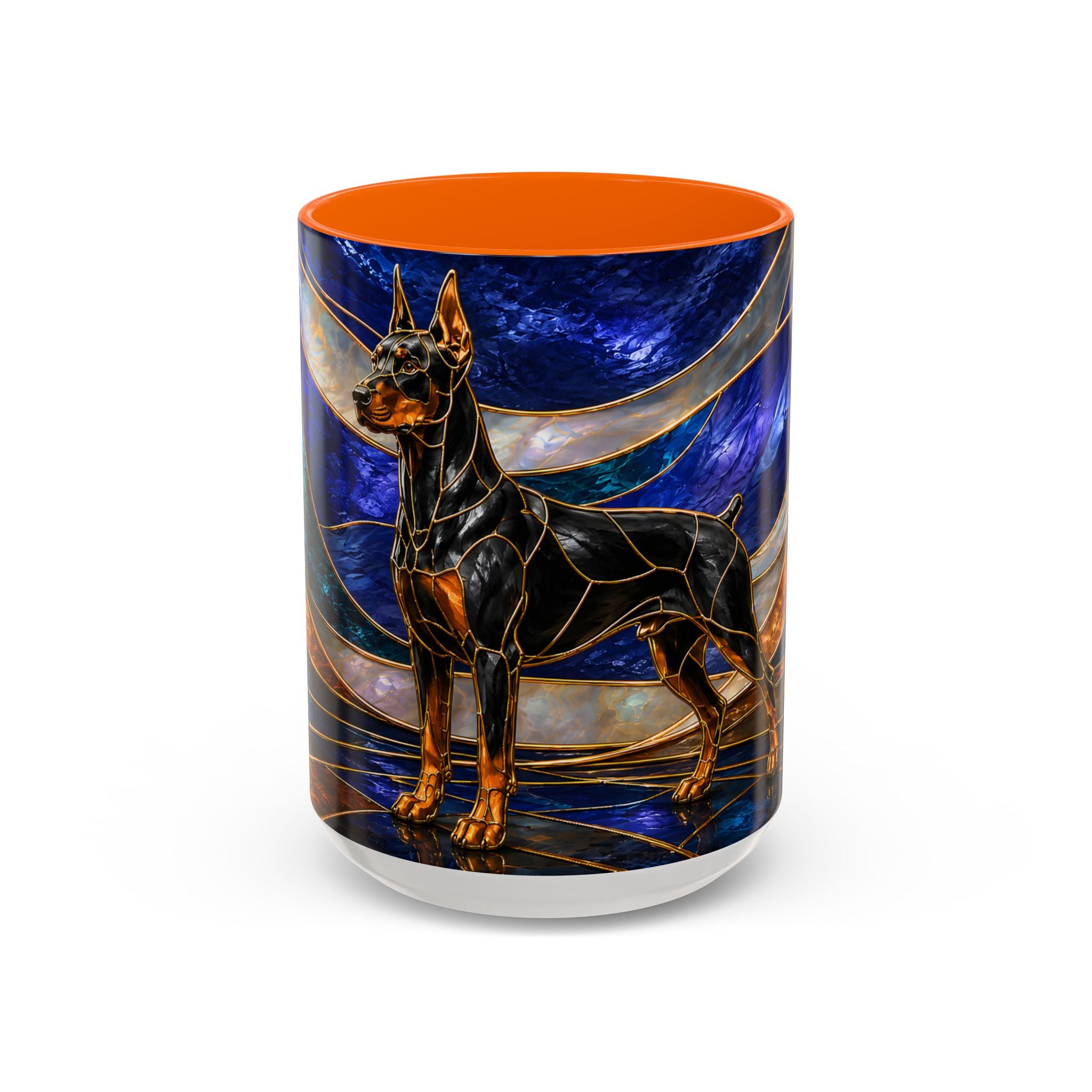 Blue Wave Doberman Pinscher Stained Glass Style Mug