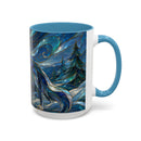 Blue Wolf Stained Glass Style Mug