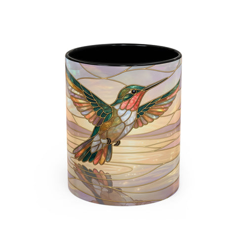 Serene Horizon Hummingbird Stained Glass Style Mug