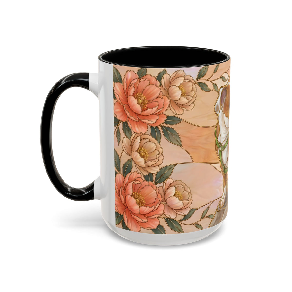 Custom Pet Photo Floral Stained Glass Style Mug