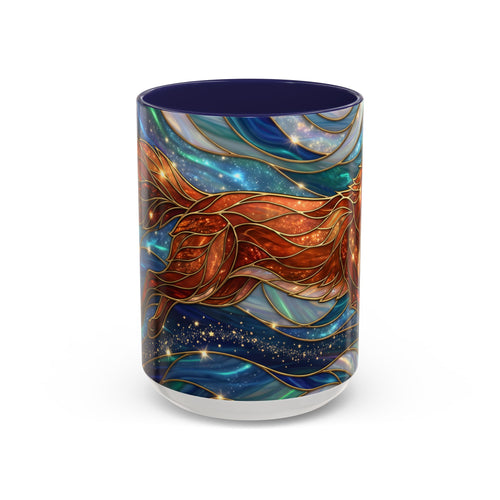 Celestial Running Fox Stained Glass Style Mug