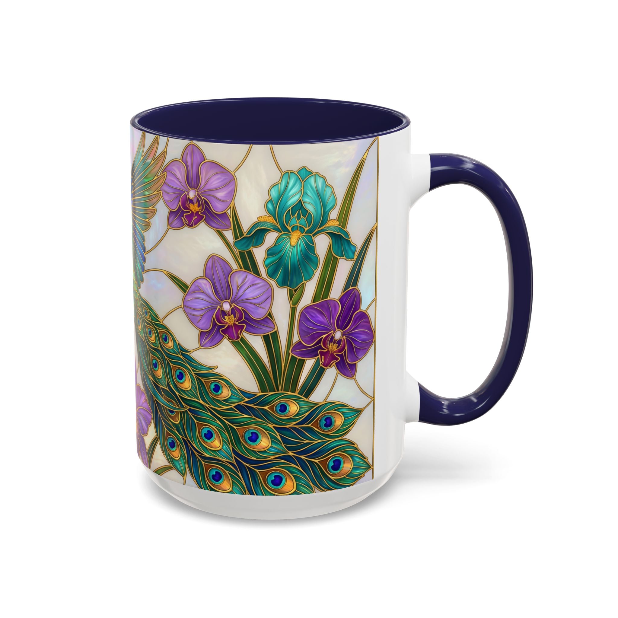 Flying Peacock Stained Glass Style Mug