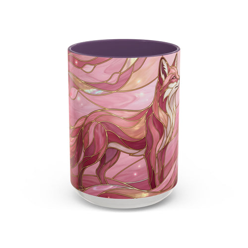 Rose Glow Fox Stained Glass Style Mug