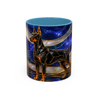 Blue Wave Doberman Pinscher Stained Glass Style Mug