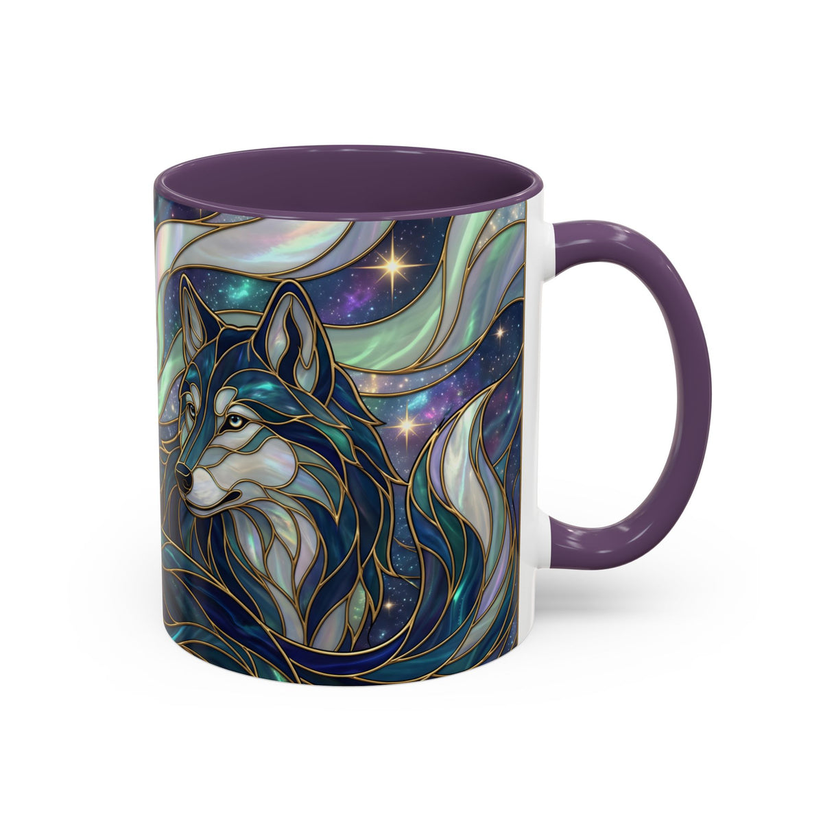 Starlight Wolf Stained Glass Style Mug