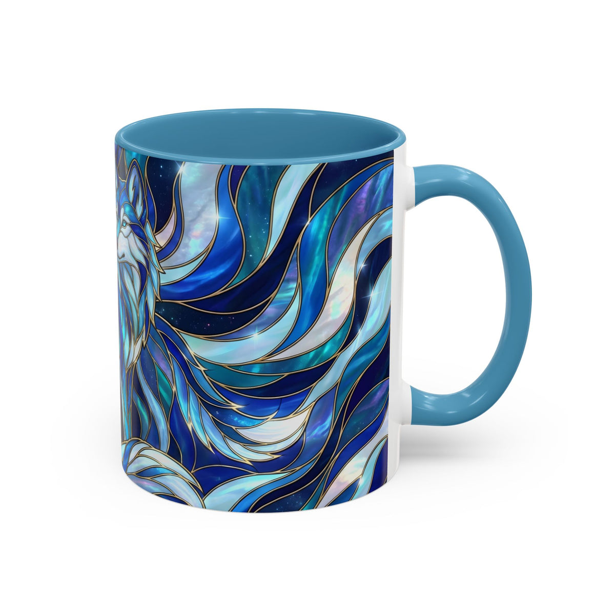 Cobalt Wolf Duo Stained Glass Style Mug