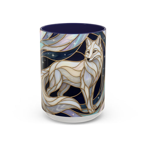 Starlit Arctic Fox Stained Glass Style Mug