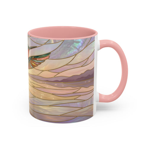 Serene Horizon Hummingbird Stained Glass Style Mug