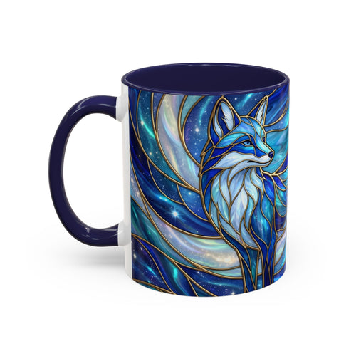 Blue Glow Fox Stained Glass Style Mug