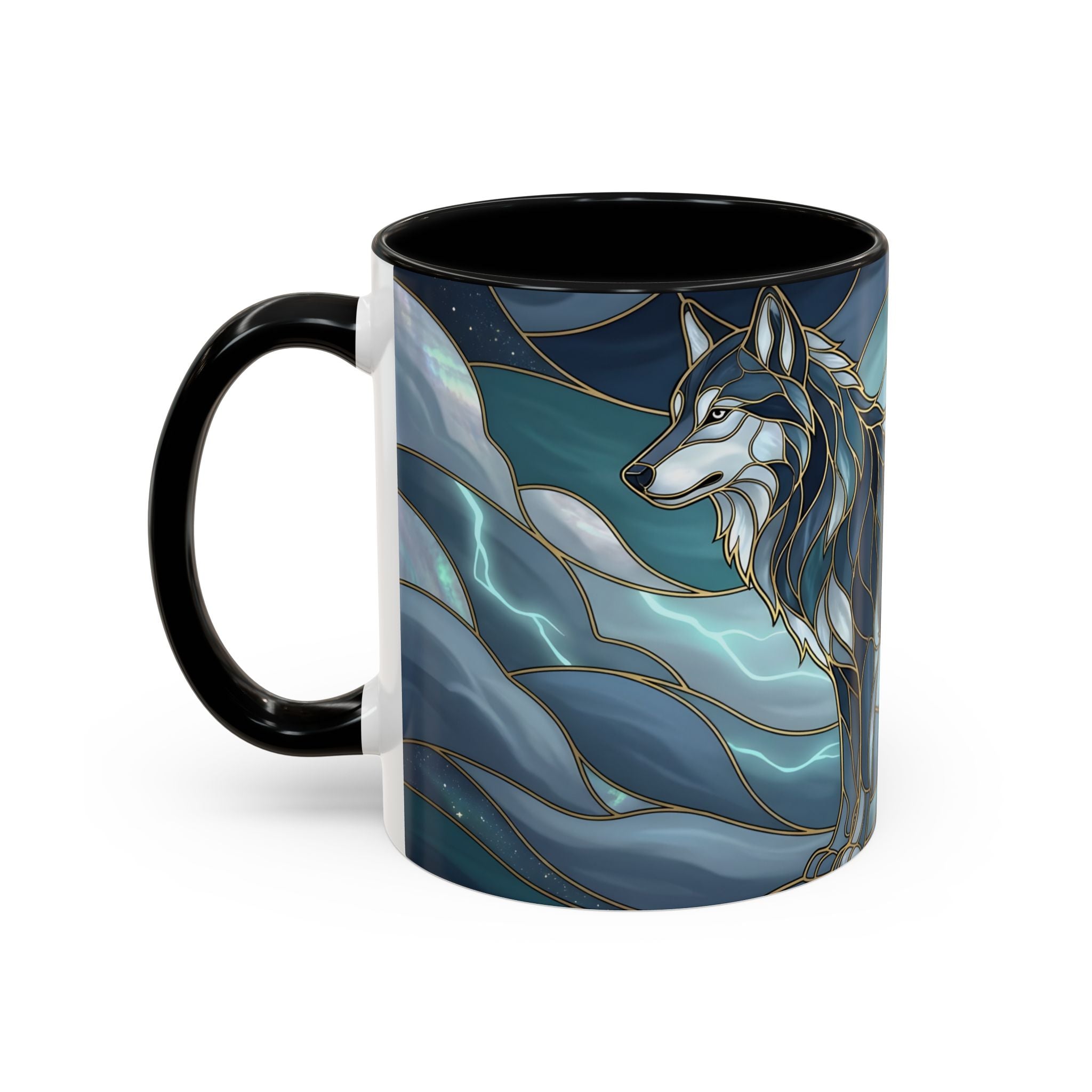 Storm Wolf Stained Glass Style Mug