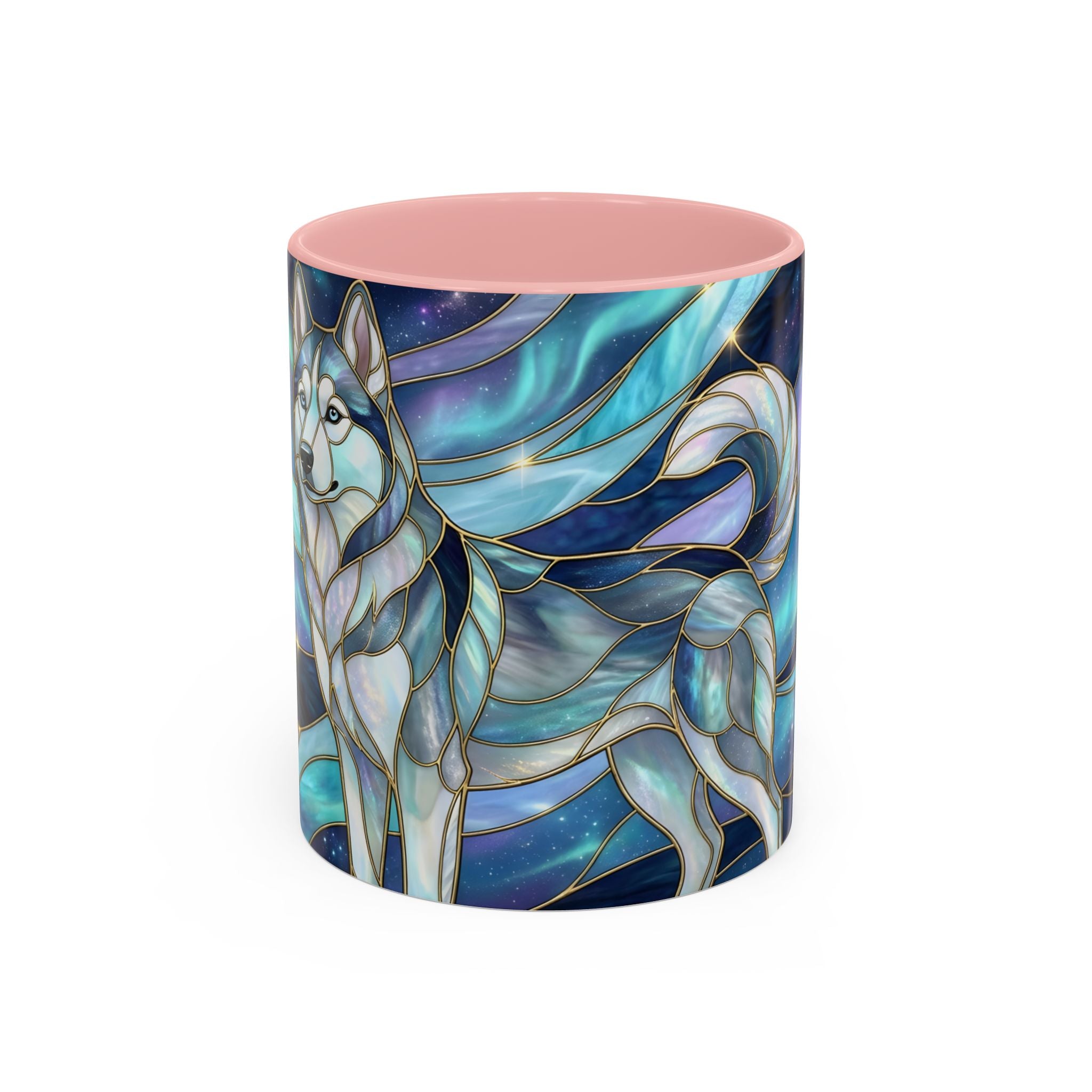 Aurora Husky Stained Glass Style Mug