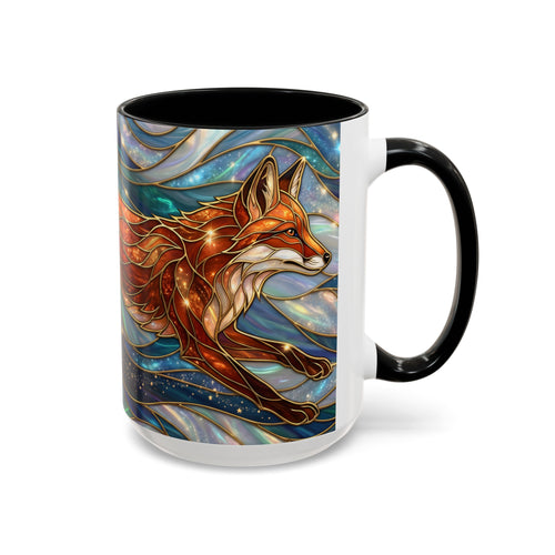 Celestial Running Fox Stained Glass Style Mug