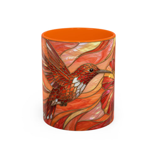 Hibiscus Glow Hummingbird Stained Glass Style Mug
