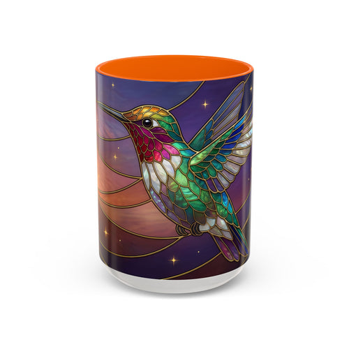 Sunset Sky Hummingbird Stained Glass Style Mug