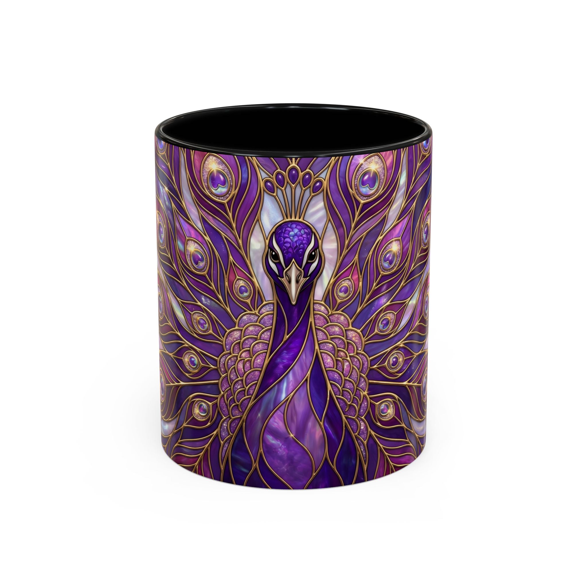 Purple Peacock Stained Glass Style Mug