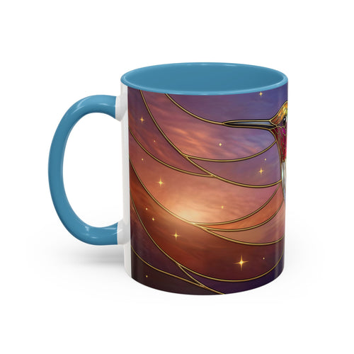 Sunset Sky Hummingbird Stained Glass Style Mug