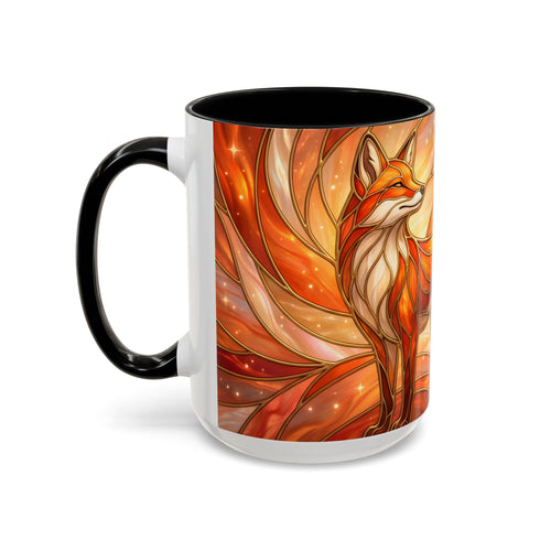 Orange Glow Fox Stained Glass Style Mug