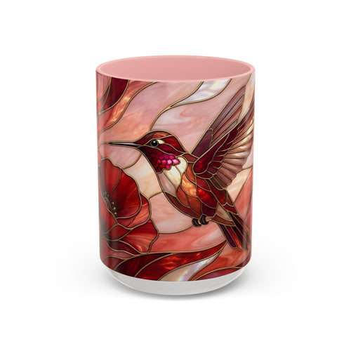 Scarlet Bloom Hummingbird Stained Glass Style Mug