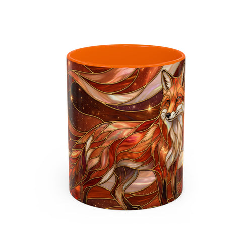 Ruby Glow Fox Stained Glass Style Mug