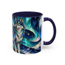 Northern Glow Wolf Stained Glass Style Mug