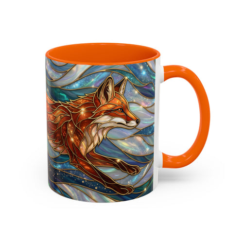 Celestial Running Fox Stained Glass Style Mug