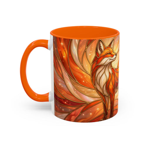 Orange Glow Fox Stained Glass Style Mug