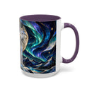 Aurora Mountain Wolf Stained Glass Style Mug
