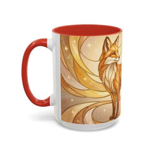 Golden Glow Fox Stained Glass Style Mug