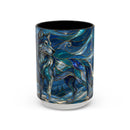 Blue Wolf Stained Glass Style Mug