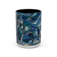 Blue Wolf Stained Glass Style Mug