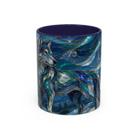Blue Wolf Stained Glass Style Mug