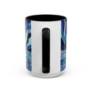 Cobalt Wolf Reflection Stained Glass Style Mug