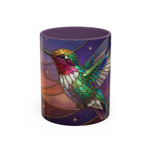 Sunset Sky Hummingbird Stained Glass Style Mug