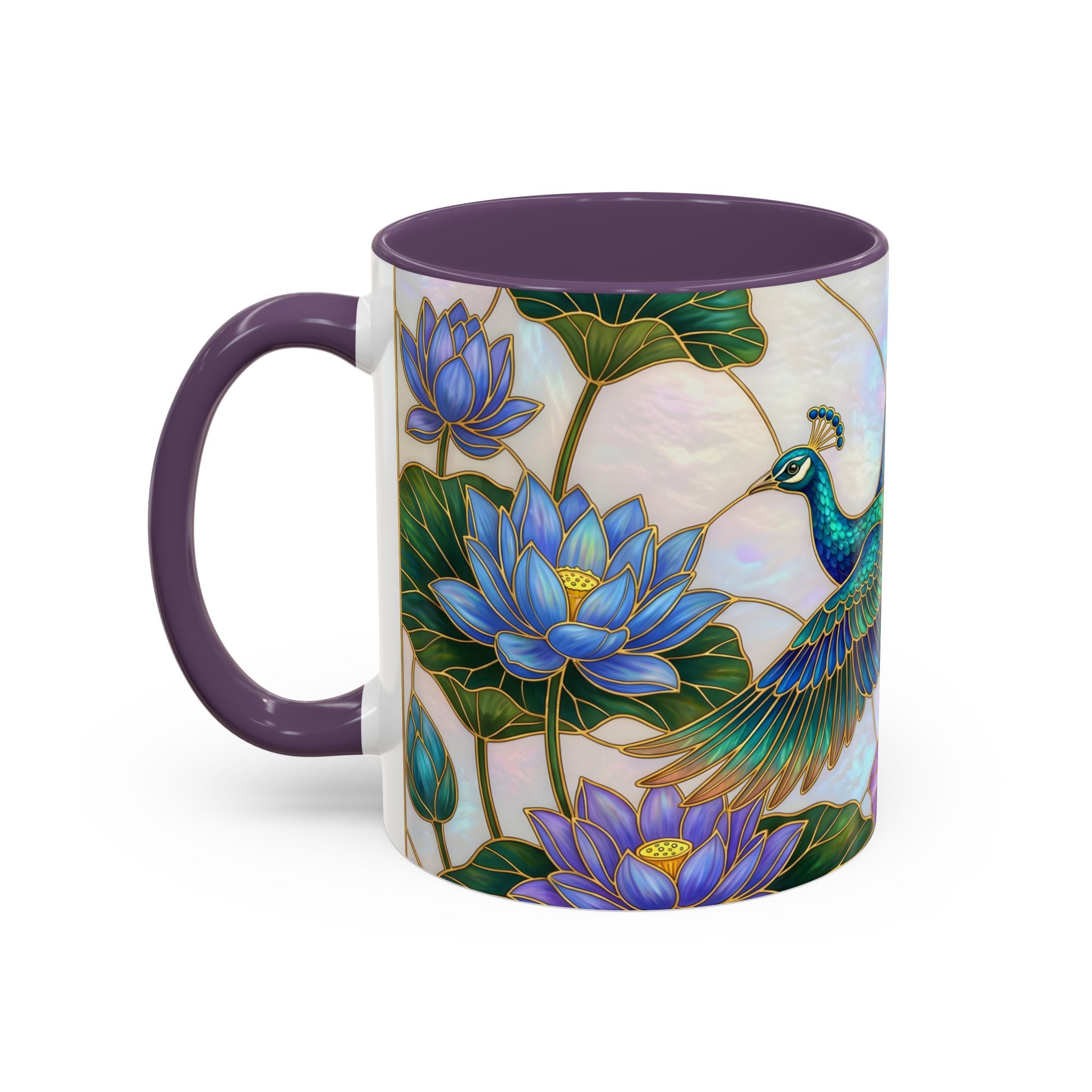 Flying Peacock Stained Glass Style Mug