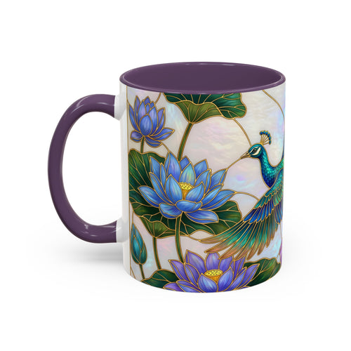 Flying Peacock Stained Glass Style Mug