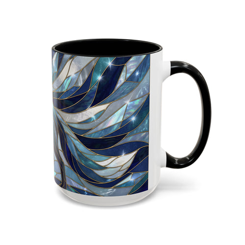 Icy Blue Fox Stained Glass Style Mug