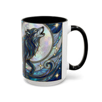 Sapphire Wolf Stained Glass Style Mug
