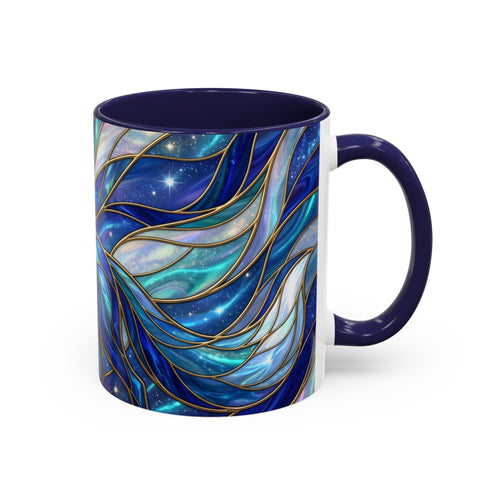 Blue Glow Fox Stained Glass Style Mug