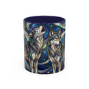Twin Wolves Stained Glass Style Mug