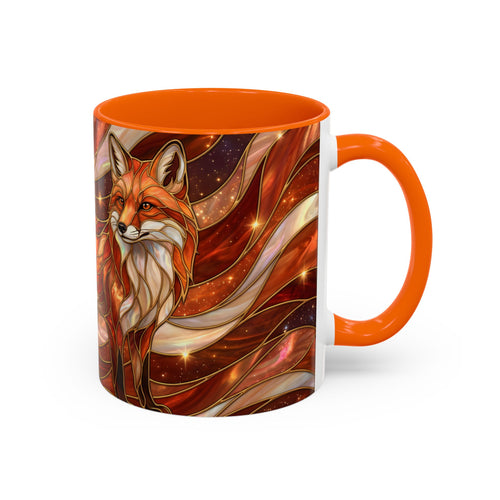 Ruby Glow Fox Stained Glass Style Mug