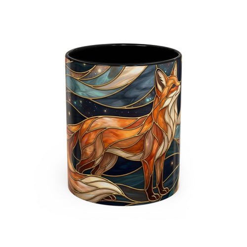 Celestial Night Fox Stained Glass Style Mug