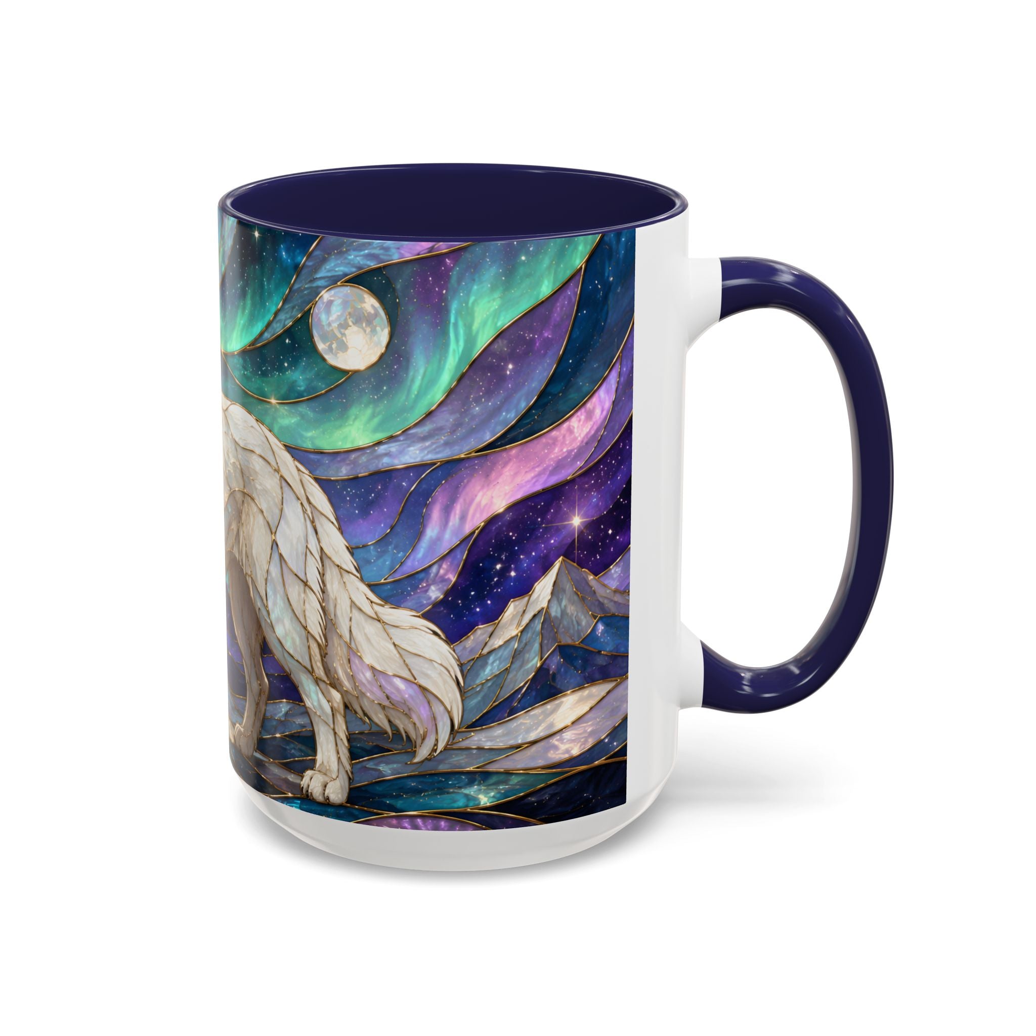 Aurora Peaks Great Pyrenees Stained Glass Style Mug